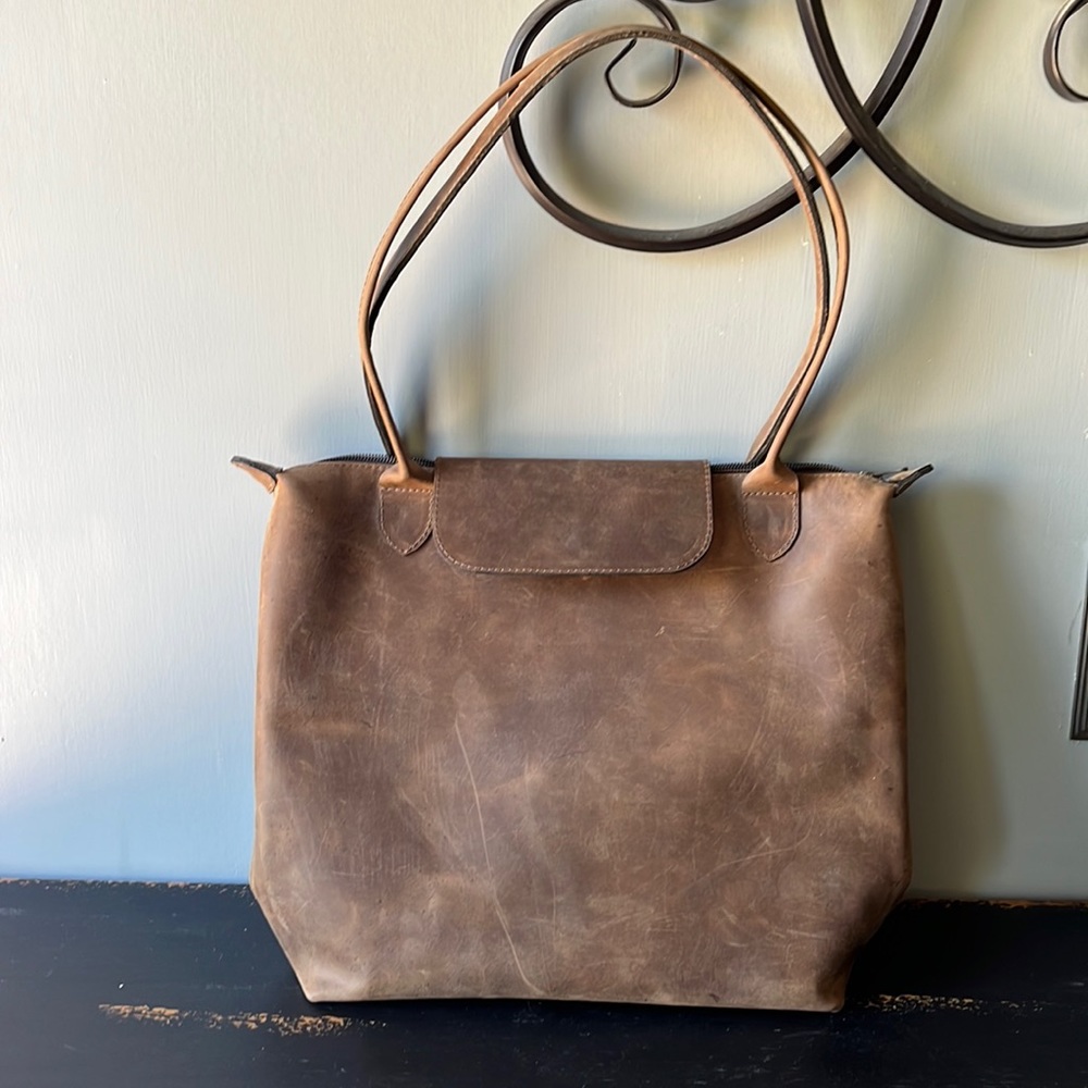 Sunshine brown leather tote bag